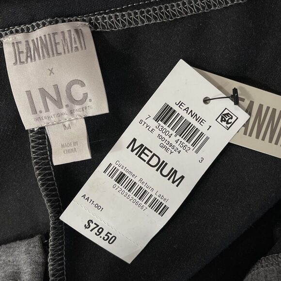 INC Jeannie Mai Medium Pants Stretch Pockets Zip-Fly Pleated Gray Heathered New - Picture 4 of 6